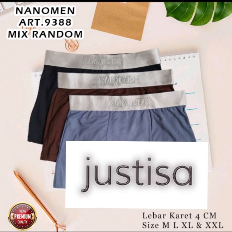 NANOMEN Art 9388 &amp; 6688 | Boxer Pria / Celana Dalam Pria / Mens Underwear 3 PCS - Justisa