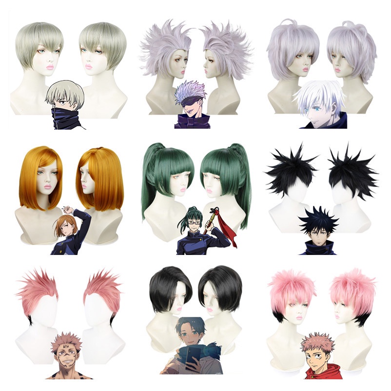 【Wetrose】Jujutsu Kaisen Anime Itadori Yuji Fushiguro Megumi Kugisaki Nobara Gojo Satoru Ryomensukuna Maki Mai Okkotsu Yuta Inumaki Geto Suguru Wig