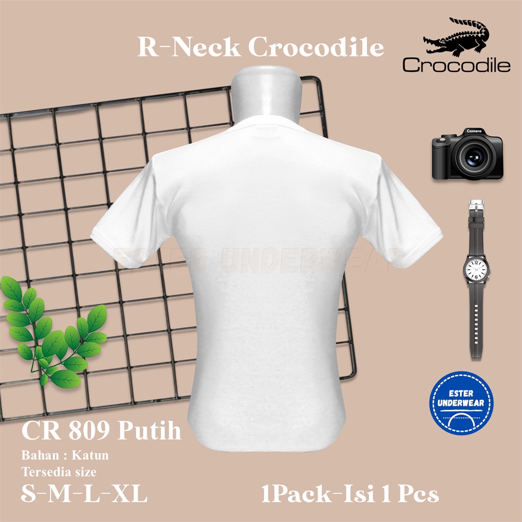 Oblong Pria O-Neck CROCODILE CR 809 PUTIH ISI 1Pcs