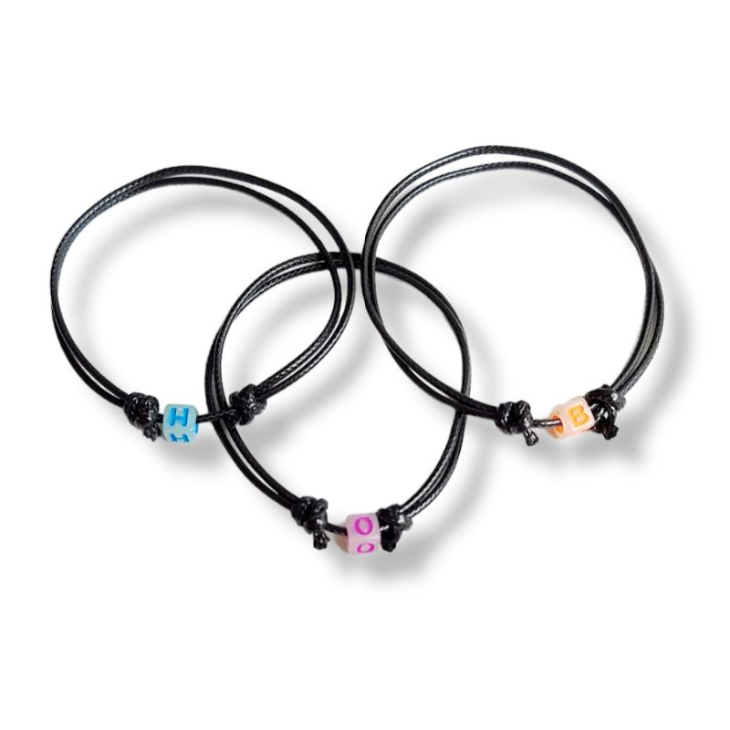 gelang inisial huruf gelang couple glow in the dark