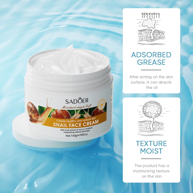 SADOER Skin Barrier Repair Snail Moisturizer Cream 50g Pelembab Wajah Cream Pemutih Wajah Day Cream Night Cream Moisturizer