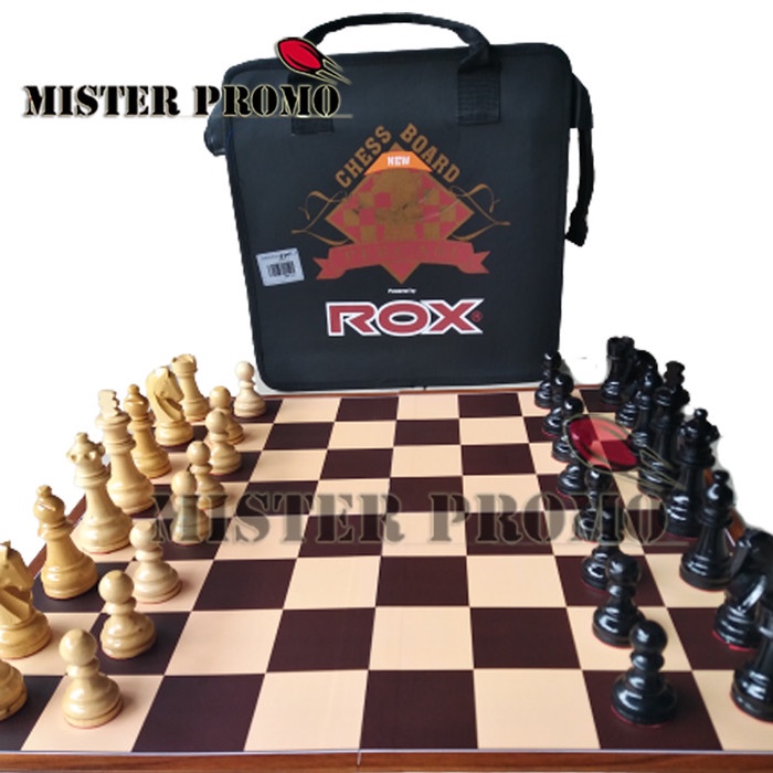 siap kirim] Catur Kayu Percasi Turnamen Lipat 4 Tas ROX Original