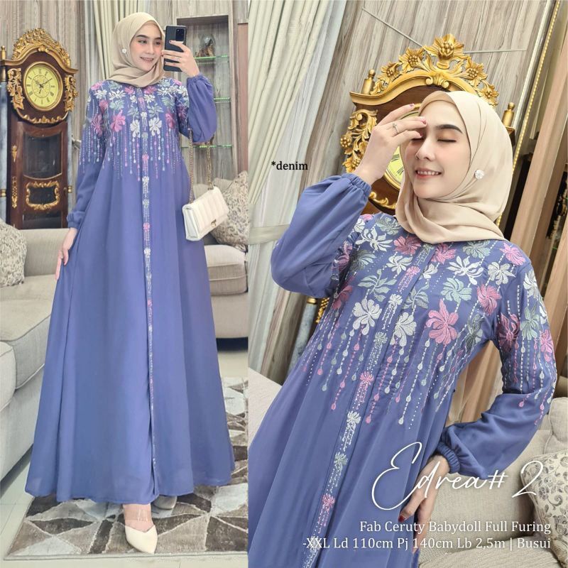 DRESS MUSLIM, Fashion Muslim, baju wanita, dress, gamis, Baju gamis, fashion wanita, Edrea 2 Dress