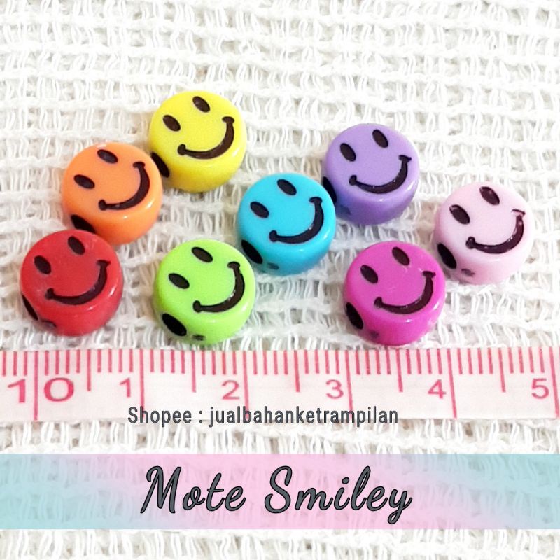 65 biji Mote Smiley Mote Smile Bulat / 45 biji Motr Smiley Bintang Warna Warni Klik Variasi