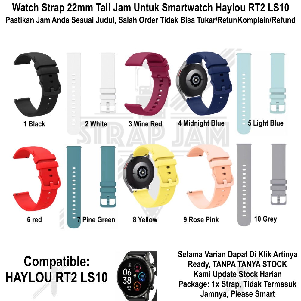 PWK Tali Jam Tangan Haylou RT2 LS10 - Strap 22mm Silikon Rubber Warna Ceria