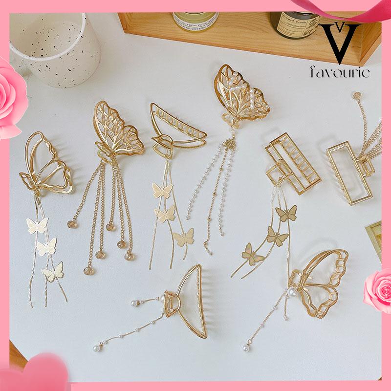 CODJepit Rambut Bentuk Kupu-Kupu Bahan Metal Untuk Wanita Rumbai Rambut Klip-FA