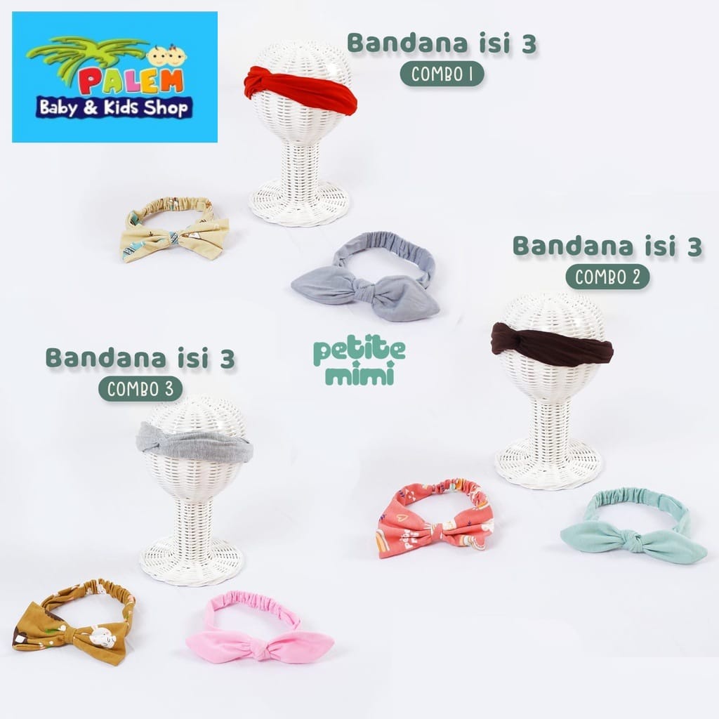 Petite Mimi Headband Bandana Bayi Isi 3 Pcs