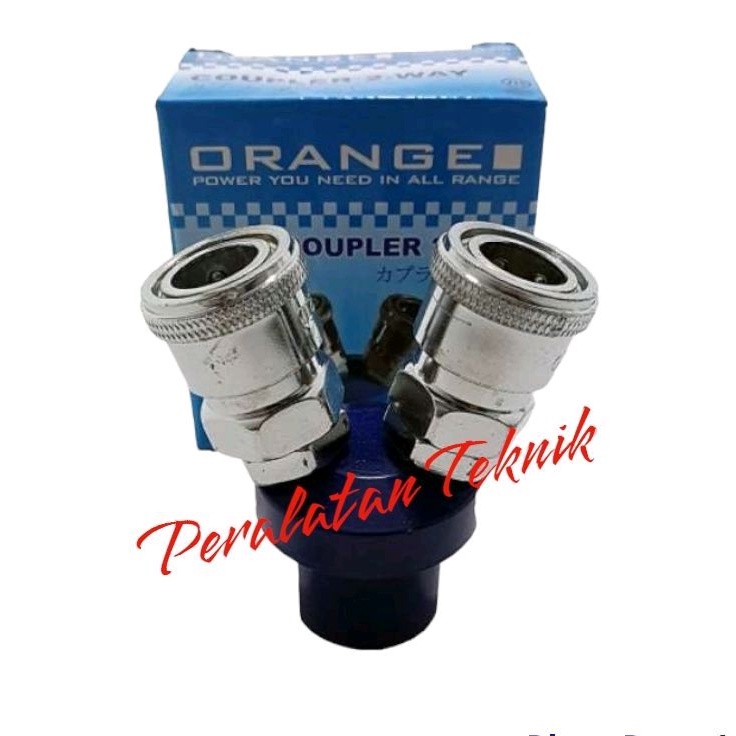 Coupler kompressor cabang 2 orange - sambungan selang kompresor cabang 2