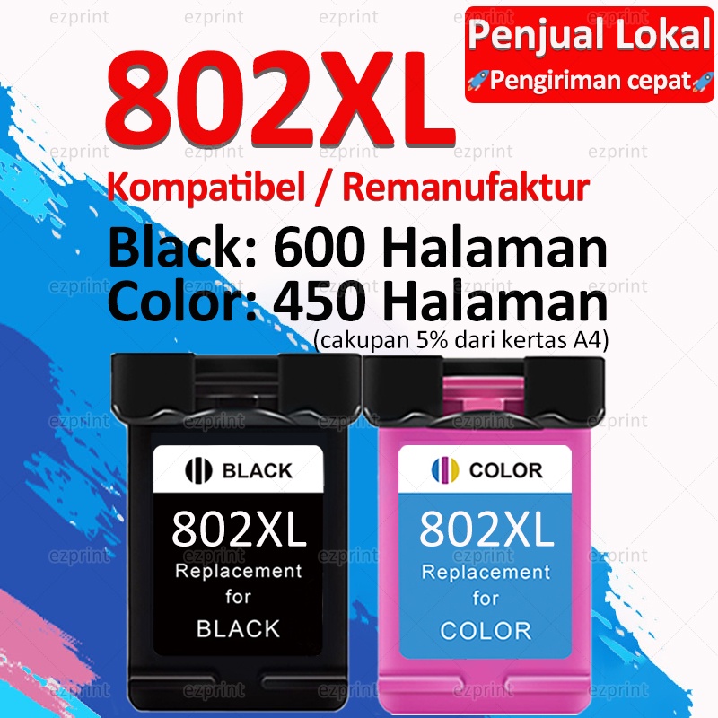 Compatible HP 802 XL Ink Cartridge HP 802 Black HP 802 Color HP 802 Ink Cartridge for 1000 1010 1015