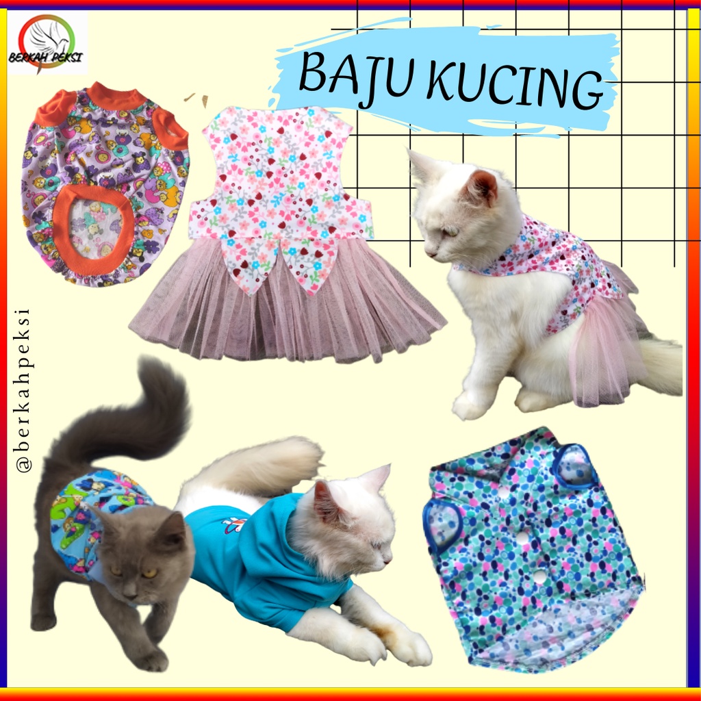 KAOS KUCING BAJU KUCING AKSESORIS BAJU UNTUK KUCING BAJU KUCING LUCU MOTIF MODEL KAOS & KERAH