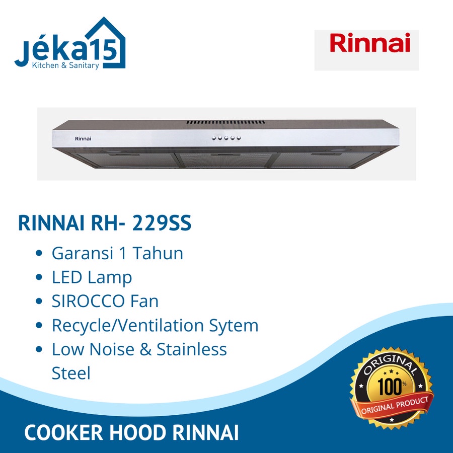 Rinnai RH- 229SS Cooker Hood Slim 90cm Stainless