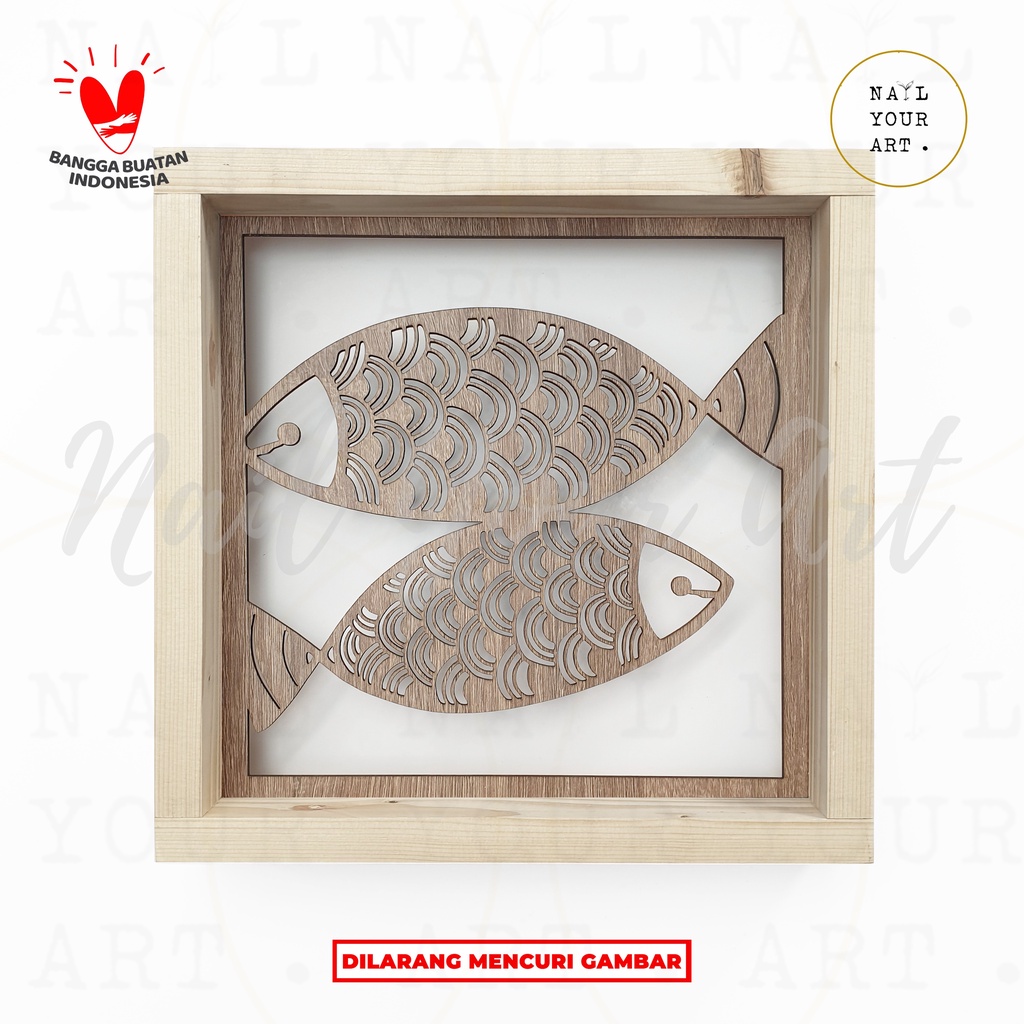Hiasan Dinding Frame Kayu - JAPANESE FISH - Wall Decoration