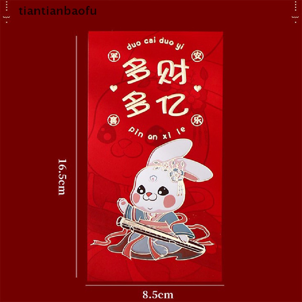 [tiantianbaofu] 2023tahun Baru Amplop Merah Festival Musim Semi Kelinci Lucu Kantong Merah Keberuntungan Paket Uang Kartun Hadiah Tas Butik