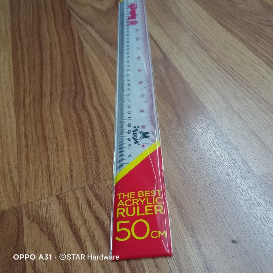 

Butterfly Mistar Acrylic 50 cm / Penggaris Belajar / Kerja Transparan