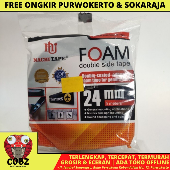 

24 MM X 5 M / NACHI ISOLASI LAKBAN SELOTIP BOLAK BALIK DOUBLE FOAM