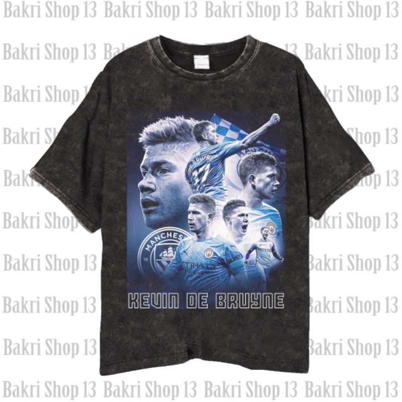 Belgia Kevin DE BRUYNE T-shirt/Kaos Bola Vintage Wash Kevin De Bruyne Mancity Unisex