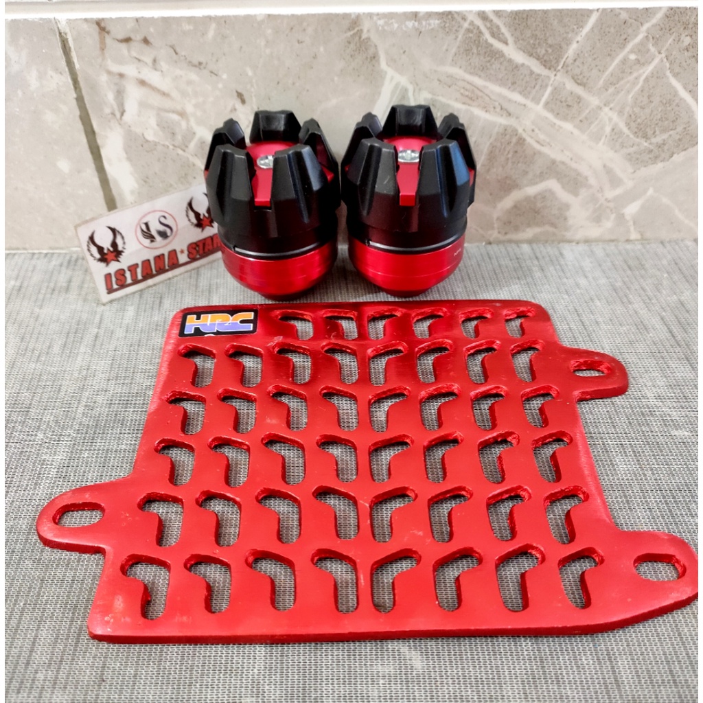 TUTUP COVER RADIATOR CNC HRC FREE BAUT VARIO125-150 ADC PCX DLL PLUS JALU AS MERAH