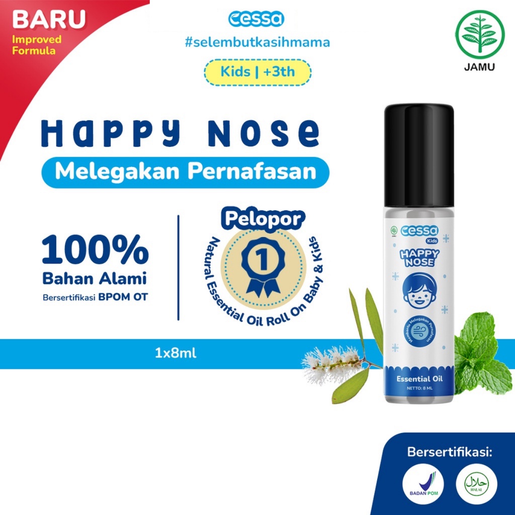 Cessa Kids Happy Nose Essential Oil 8ML Pereda Batuk &amp; Pilek Anak