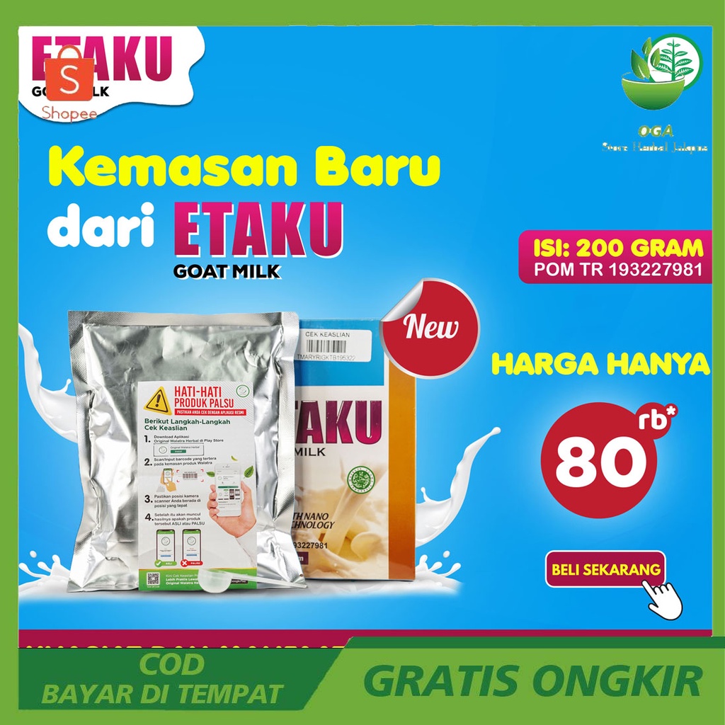 

Etaku Goat Milk Original, Etaku Susu Kambing Berkualitas Premium Original Asli