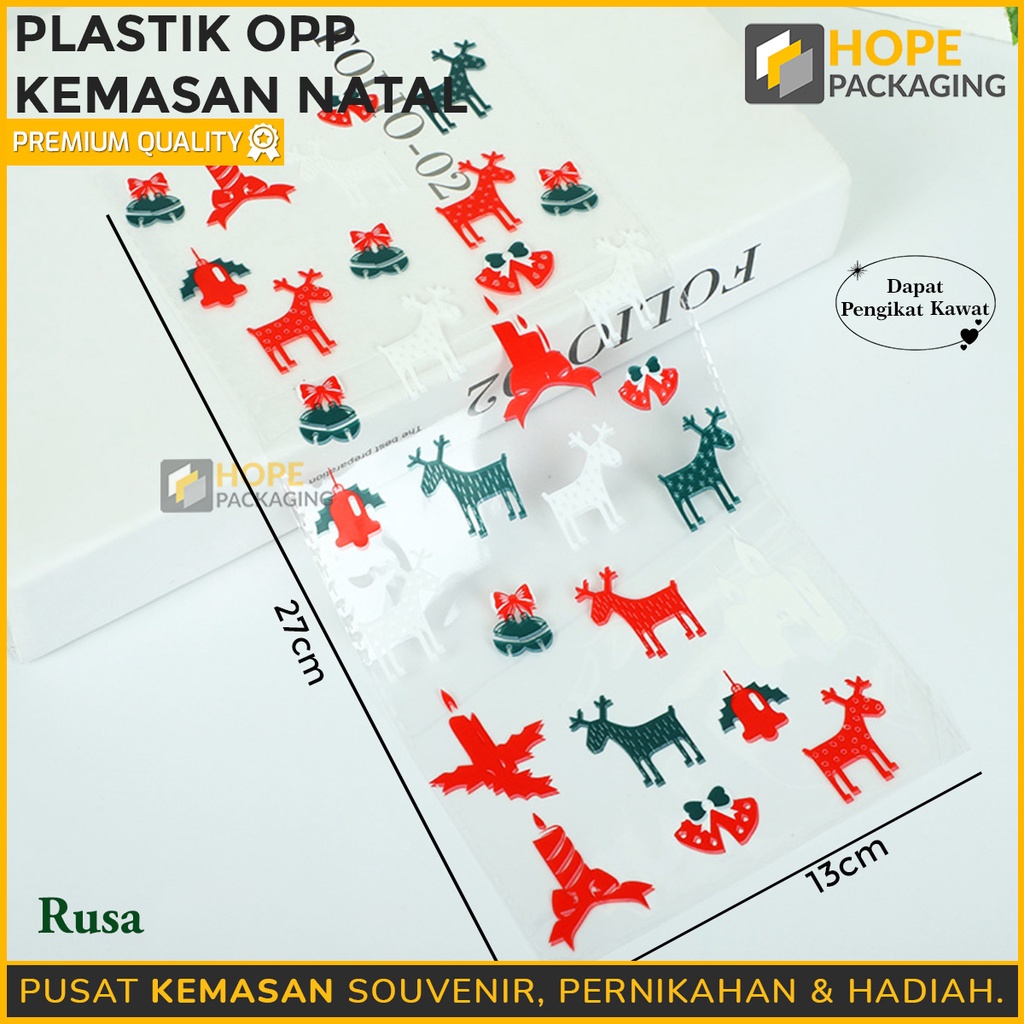 [ 5 PCS ] Kemasan Souvernir Natal Size : 13x27cm + Pita kawat plastik natal cookies