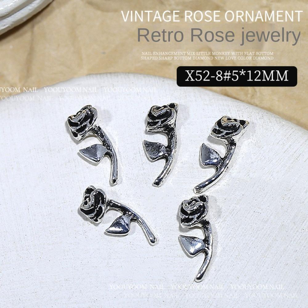 AUGUSTINA Agustina Rose Nail Art Dekorasi Aksesoris Manicure Jepang Hiasan Kuku Alloy 3D Nail Jewelry