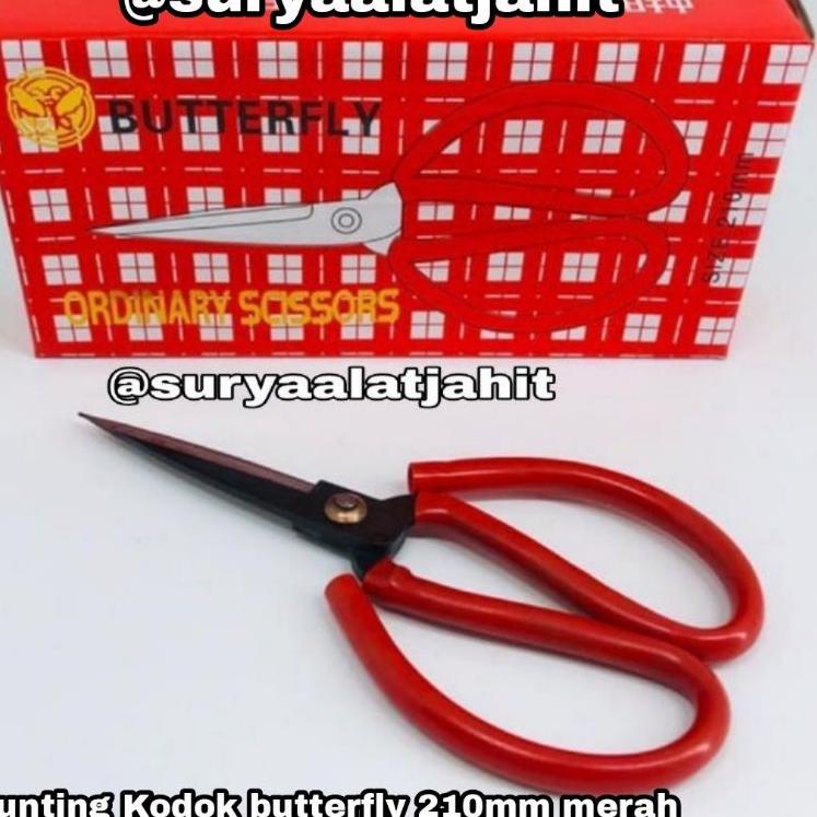 

((Y-9-E ❤> Gunting Kodok butterfly 210mm gagang merah lapis plastik =rp.15.000/1pcs bisa cod