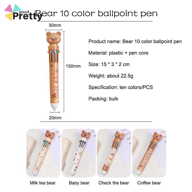 10 warna beruang lucu beruang alat tulis kantor pena siswa - PD