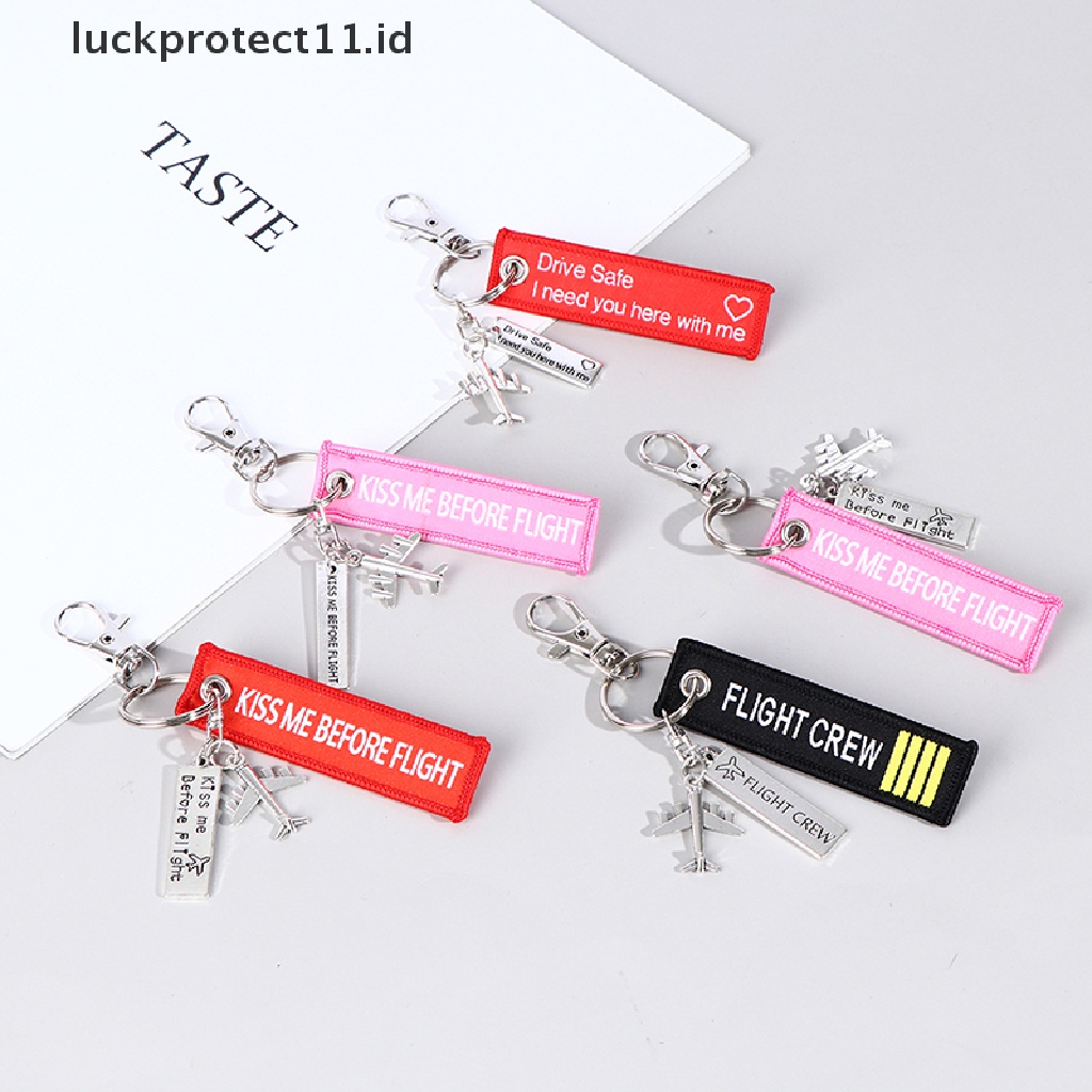 /Fashion Hot//// flight Keychain Set kiss before flight crew drive safe Pesawat Ukir Logam.