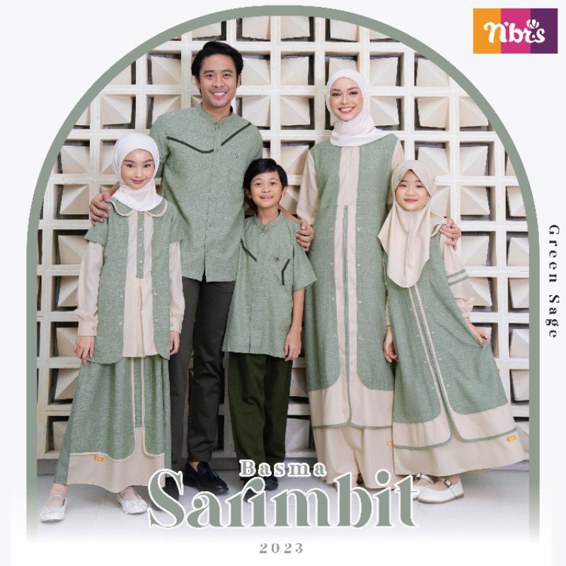Nibras Sarimbit Basma Green Sage 2023 Couple Keluarga
