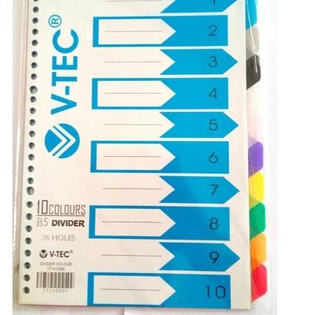 

☽ V tec divider binder pembatas file loose leaf cardboard angka abjad 26 holes B5 A4 A5 10 lembar ㄴ