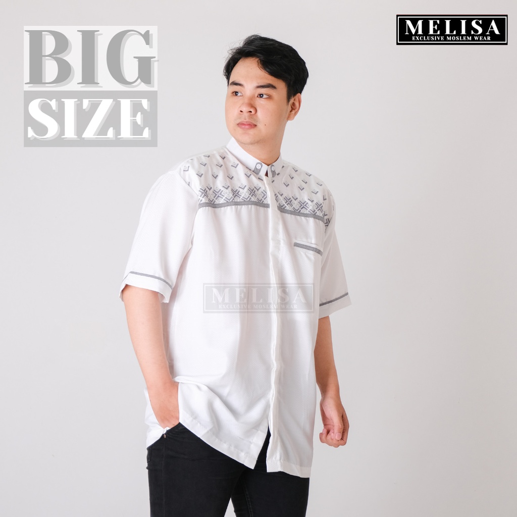baju koko pria lengan pendek bahan poli katun warna putih tulang ukuran jumbo 2XL 3XL 4XL XXL XXXL XXXXL
