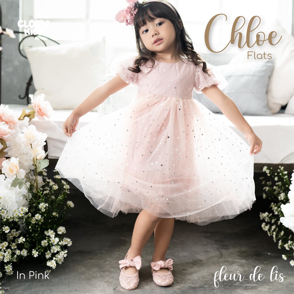 CLOEVKIDS - Chloe Flat shoes Sepatu Anak Pesta Perempuan - Fleur de Lis