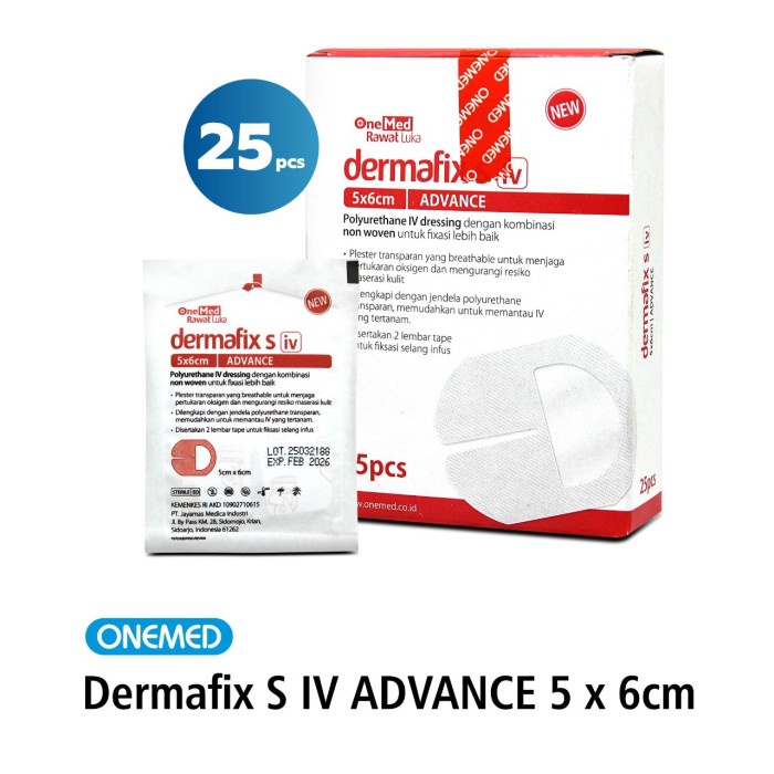 Dermafix S IV Dressing Advance 5 x 6 Cm OneMed box isi 25pcs BN