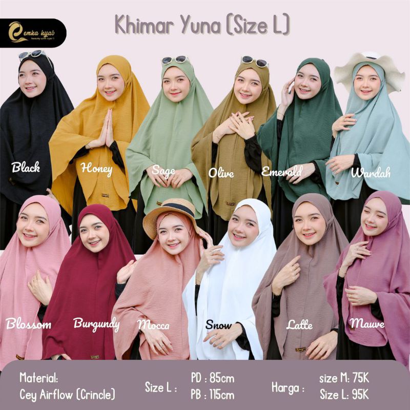 READY KHIMAR YUNA by Emkahijab - Matterial Cey Airflow HQ (Crinkle)