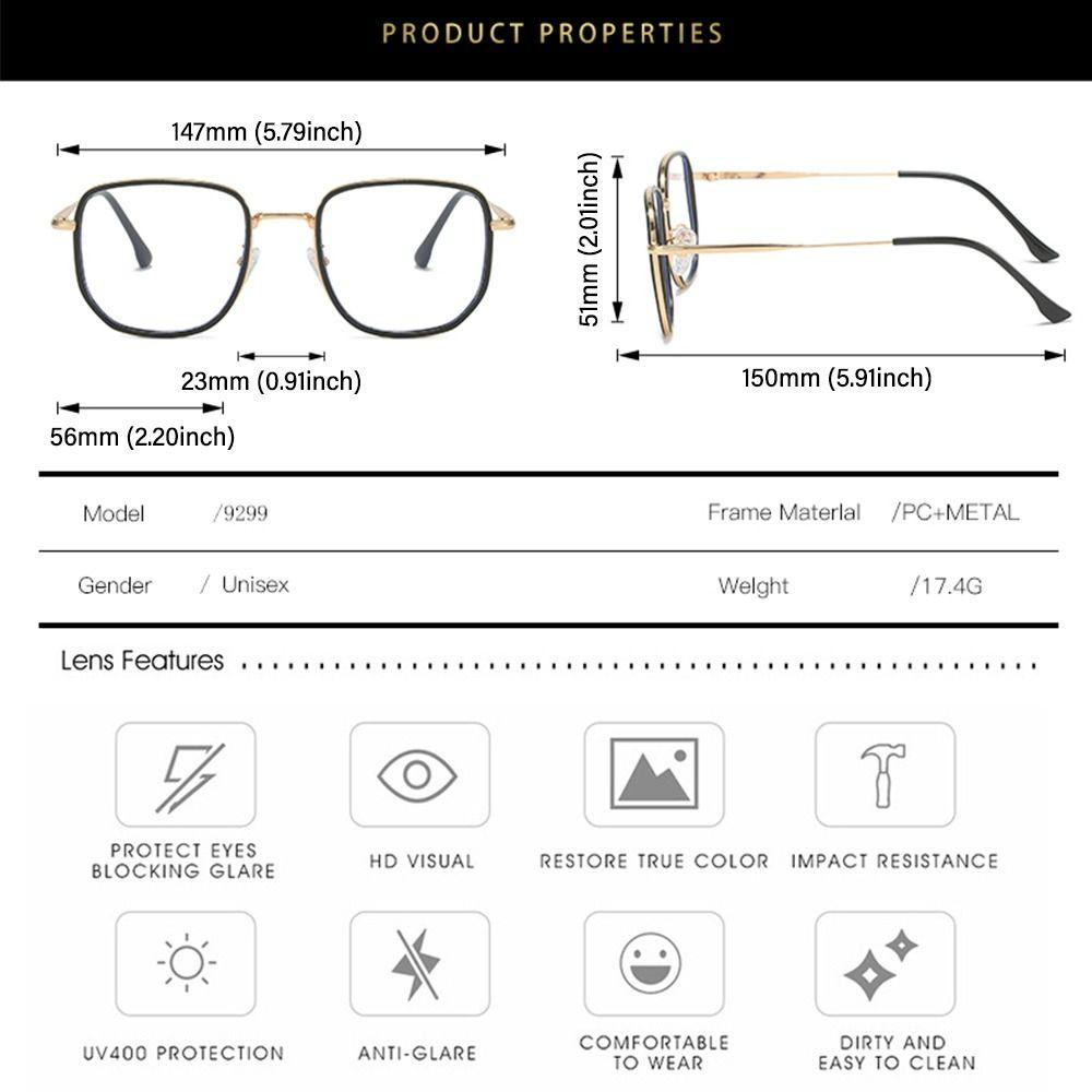 Populer Blue Light Blocking Glasses Vintage Bingkai Bulat Ringan Lensa Bening Kacamata Kotak