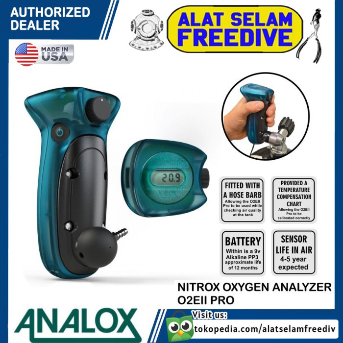 Pengukur Kualitas Udara Nitrox Oxygen Analyzer Analox O2Eii Pro Pengukur Oksigen O2 Scuba Tank