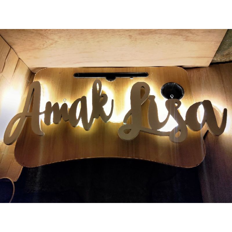 Costum Nama LED Huruf Kayu Timbul Untuk Hiasan Dinding