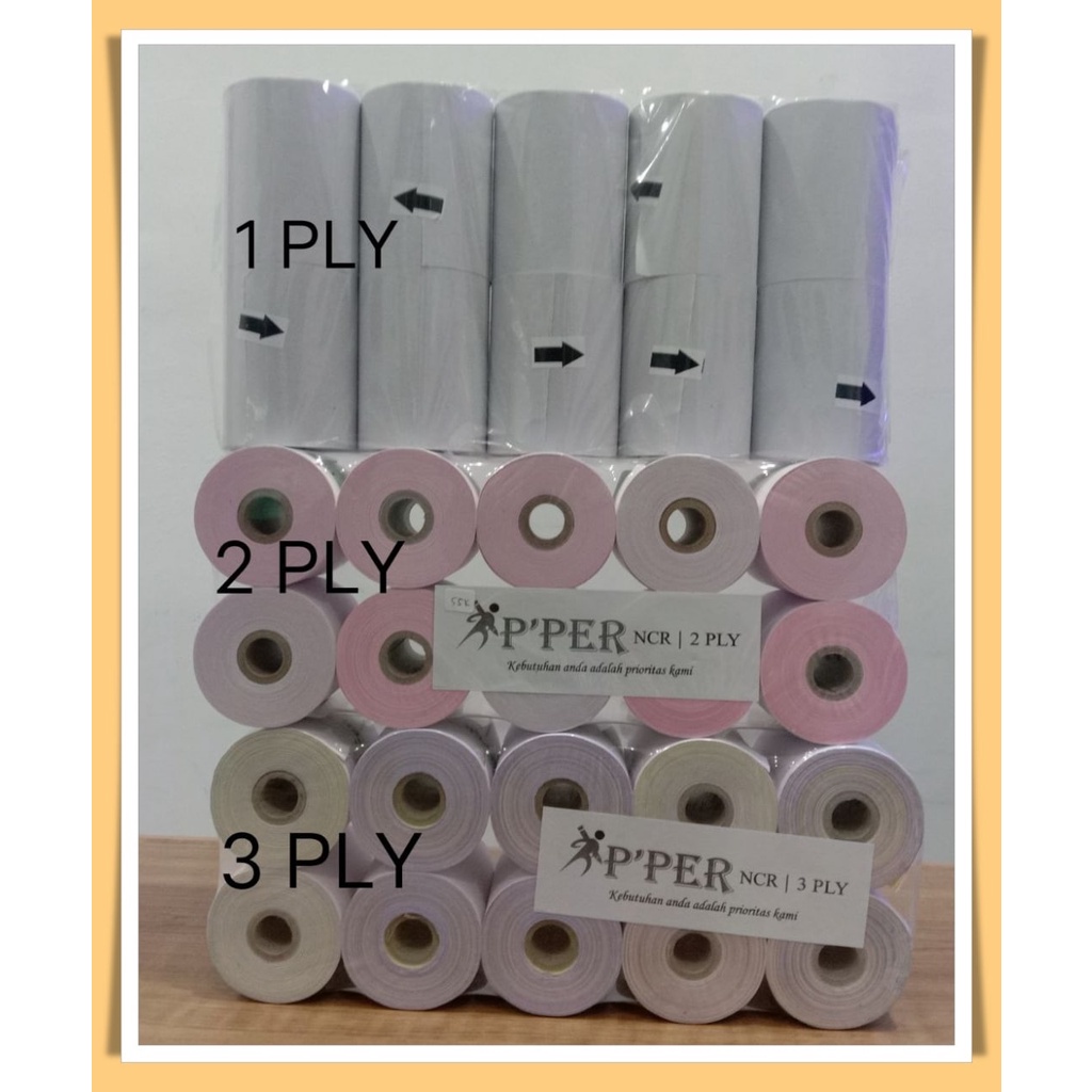

Kertas Struk NCR 1 Ply, 2 Ply, 3Ply UK. 75X60 (1 Box / 10 Roll)