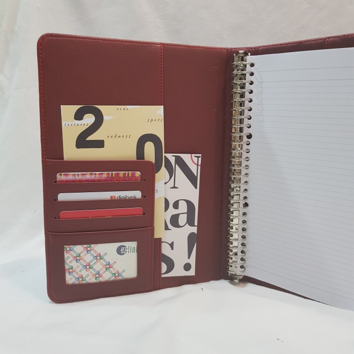 

BINDER KULIT POLOS EKSKLUSIF 26 RING ORGANIZER KERTAS B5 MERAH MAROON