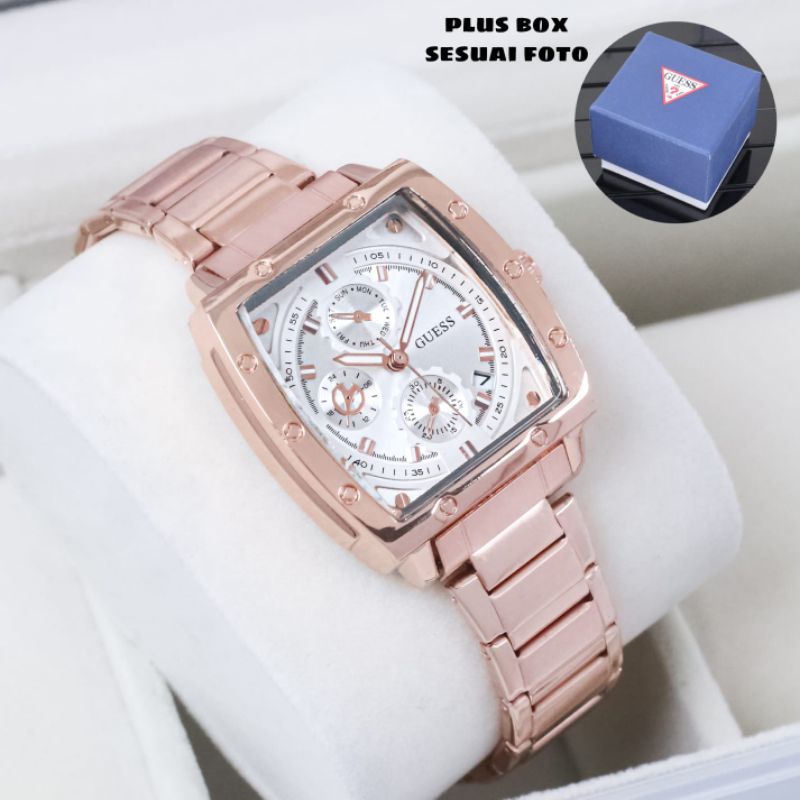 (Cod)Jam Tangan Wanita Super Gues Kota Model Ac Tanggal Aktif Crono Variasi Strap Rantai/Stell (Dikirim Jakarta)