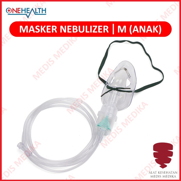 Masker Nebulizer Anak OneHealth Nebuliser Mask Udara Alat Bantu Pernapasan Napas Pernafasan Nafas Uap Child M Medium