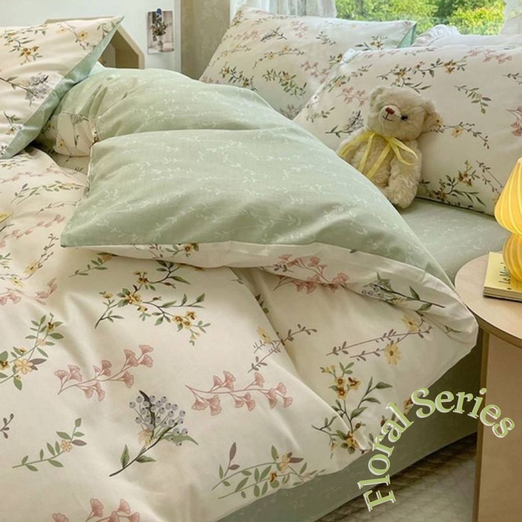 [@stigmable] Sprei set Aesthetic Motif Bunga Floral Vintage Ala Korea Jepang pt.2 Sprei Anti Geser