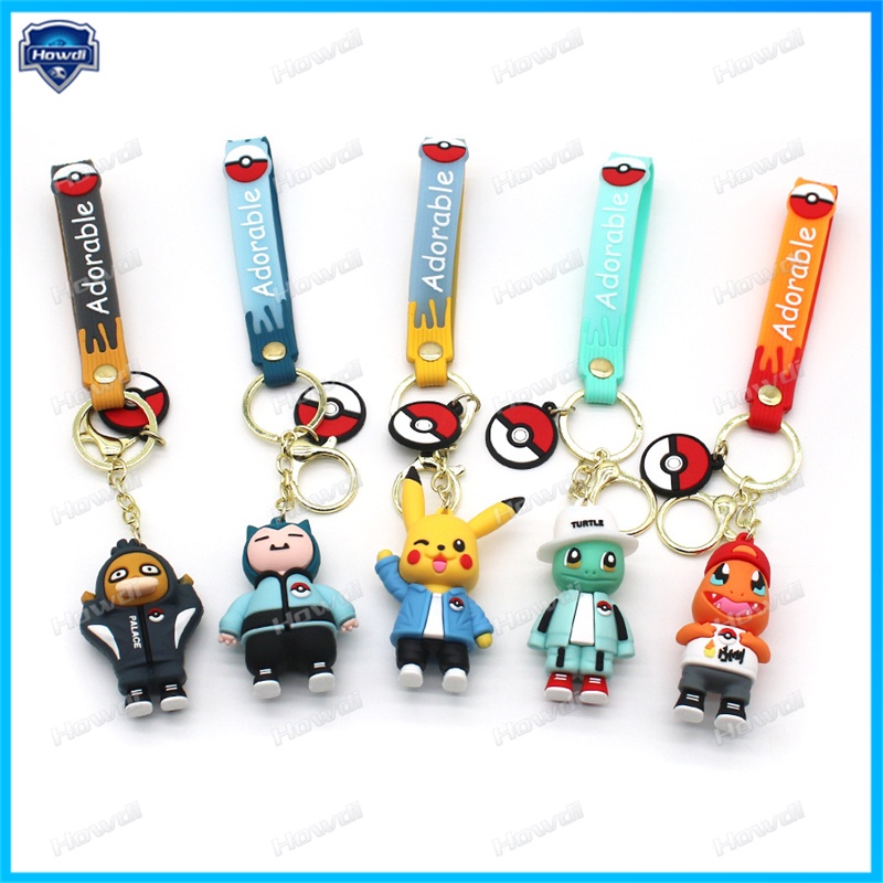 Gantungan Kunci Pokemon Lucu Pikachu Anime Angka Tas Liontin Resin Fighting Pikachu Keyring Colorful Mobil Anime Key Chains