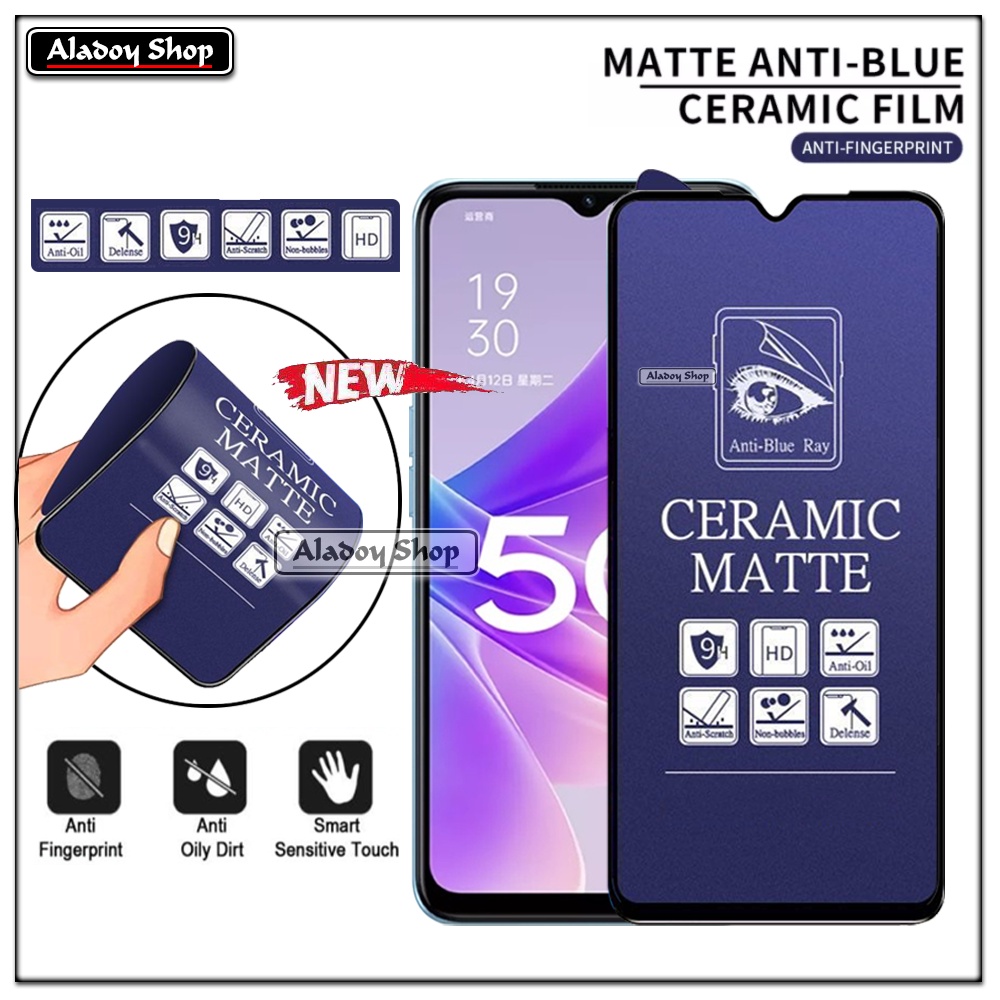 PAKET 3IN1 Anti Gores Blue Matte Anti Glare Oppo A57 5G/A77 5G + Tempered Glass Camera dan Skin Carbon