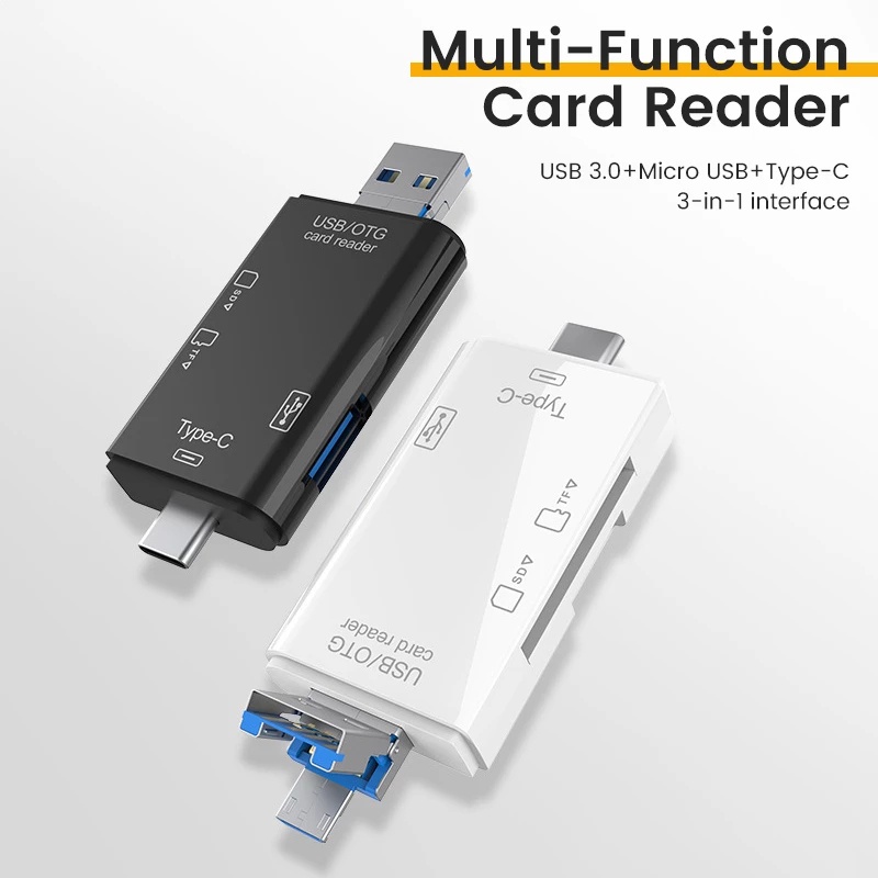 6in1 Multifungsi usb Tipe C/usb/micro usb/tf/SD Smart Memory Card Reader otg Flash Memory Disk Card Reader Adapter