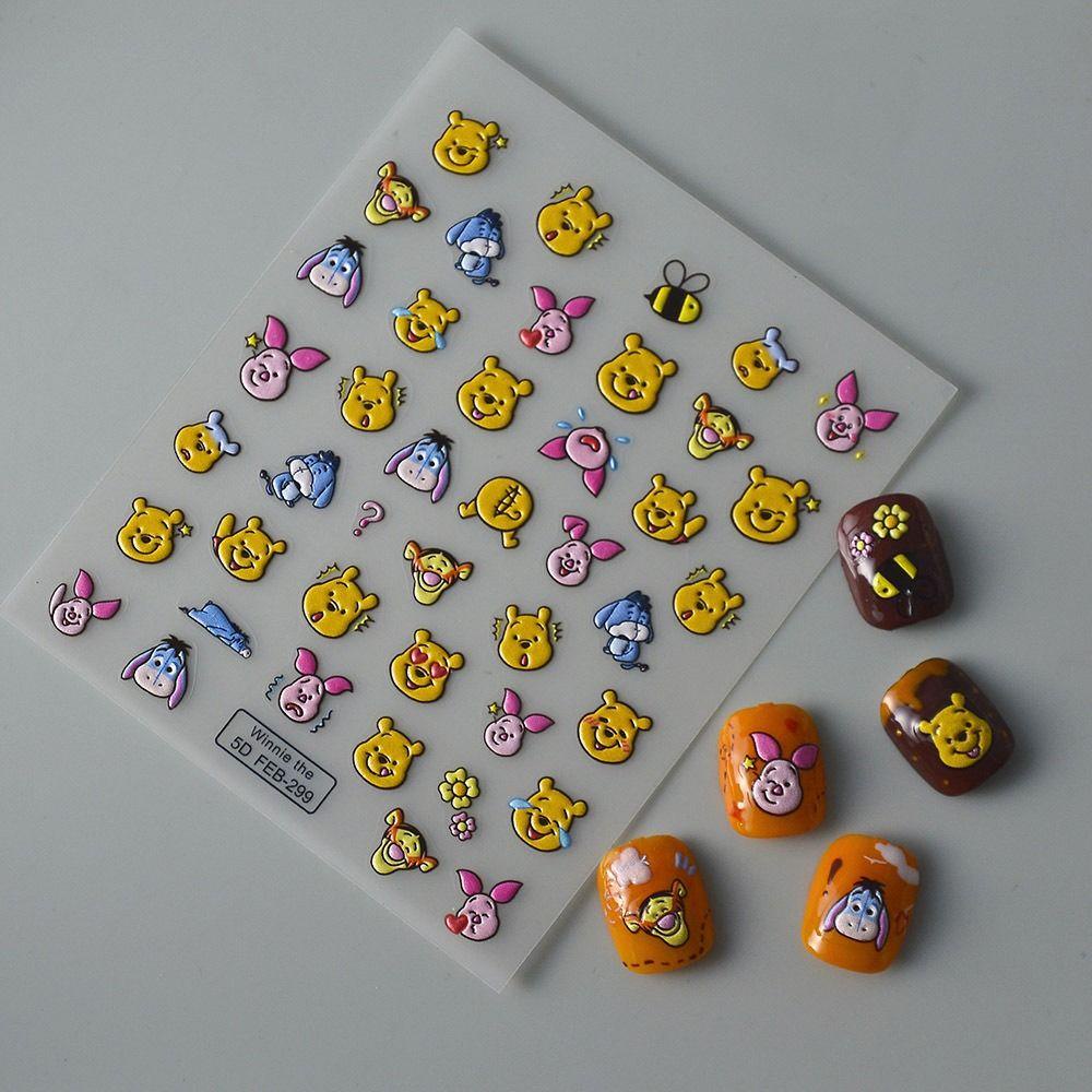 Agustinina Kartun Stiker Kuku Malaikat Perekat Diri Manicure Aksesoris Spy Family One Piece Pooh Bear Nail Art Dekorasi