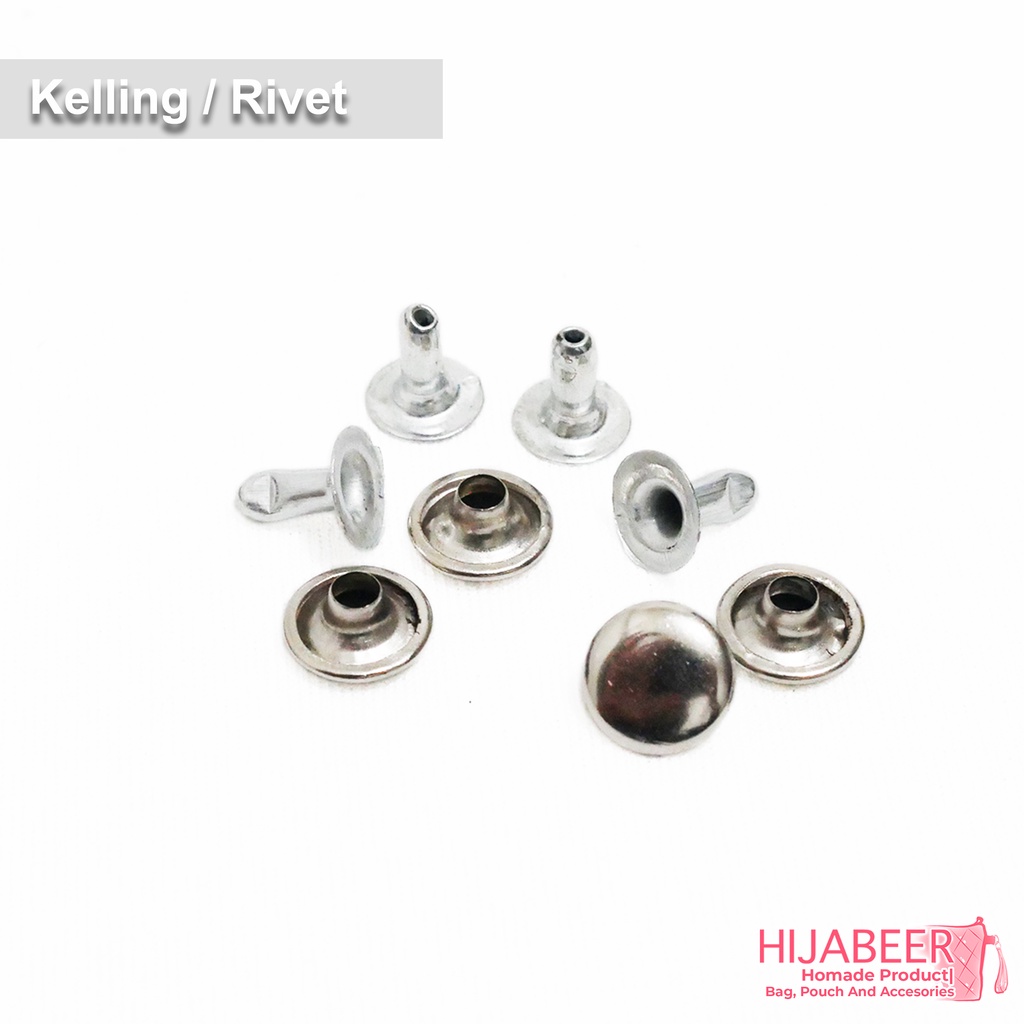 Kelling Rivet Silver  8mm (50pcs) - Aksesoris Tas dan Kerajinan Tangan