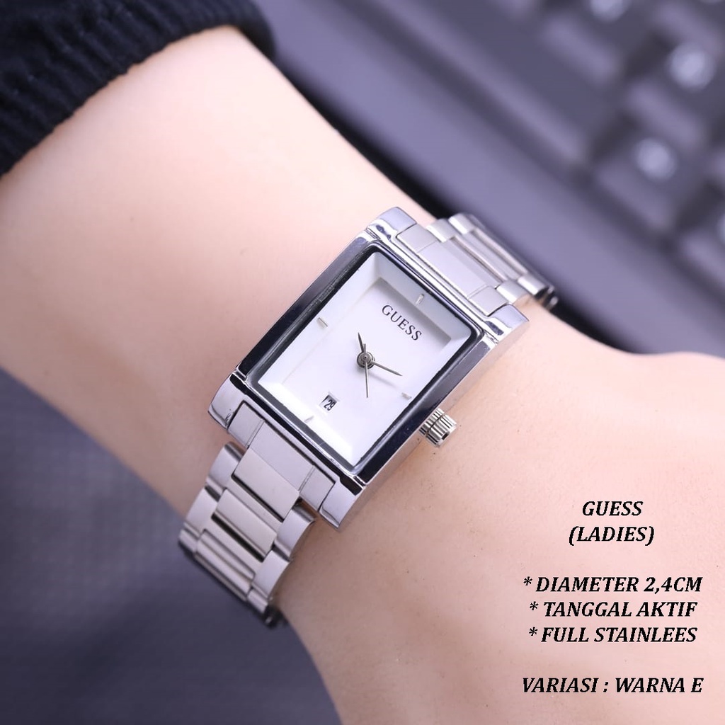 (BISA COD) JAM TANGAN WANITA GUESS LS-0127 FULL STAINLEES TANGGAL AKTIF