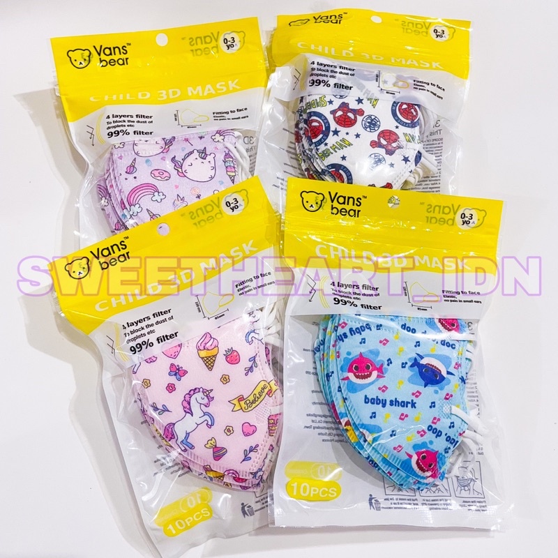 Masker bayi KN95 kemasan SEGEL (DISEGEL) 10 PCS / masker bayi KF94 0-3th PREMIUM