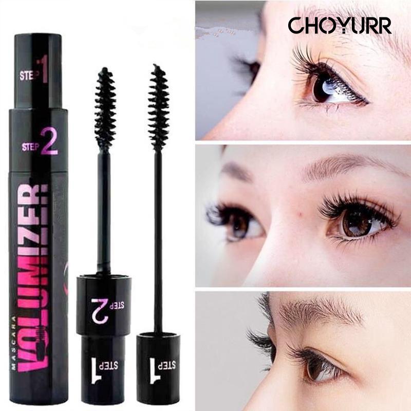 【COD】Maskara Volumizer Double Head Melentikan Bulu Mata 2 In 1 Maskara Black Effect Tahan Air &amp; Tahan Lama Melentikkan -CH